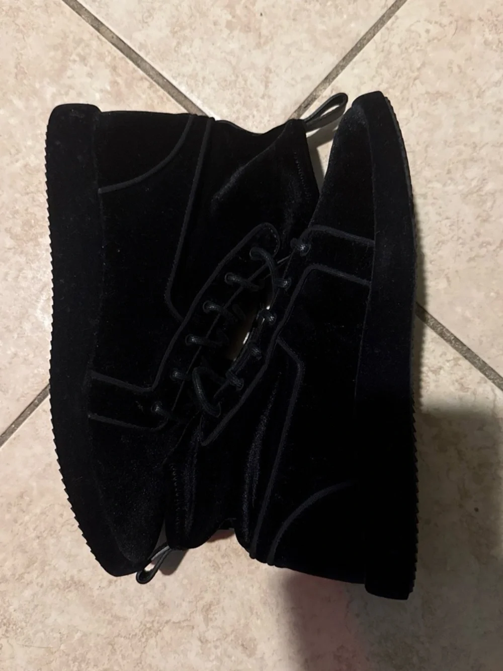 Giuseppe Zanotti Black Slip-On Rubber Sole Loafers